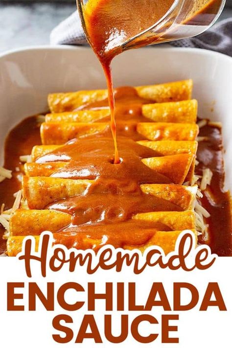 If you love making enchiladas, you have to make homemade enchilada sauce. This is a very quick and easy recipe that's full of flavor without the complicated mess! You’ll never need to buy the canned version again! Chicken Enchiladas Easy Red Sauce, Red Sauce Chicken Enchiladas, Red Sauce Chicken, Easy Red Sauce, Homemade Enchilada Sauce Recipe, Enchiladas Easy, Enchilada Sauce Easy, Enchiladas Suizas, Chicken Enchiladas Recipe