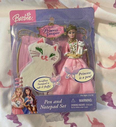 2000s Childhood Memories Toys, Barbie Elina, Barbie Merch, Barbie Princess And The Pauper, Childhood Memories Toys, 2000s Childhood Memories, Notepad And Pen, 2000s Childhood, Princess And The Pauper