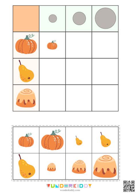 Printable Autumn Themed Size Sorting Activity for Kids Size Sorting Activities For Preschool, Autumn Preschool Activities, Home Preschool, Size Sorting, Visual Processing, Sorting Games, Preschool Activities Toddler, Preschool Age, Math Activities Preschool