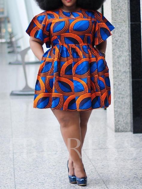 Plus Size African Fashion, Ankara Dress Designs, Ankara Dress Styles, Ladies Day Dresses, Short African Dresses, African Fashion Skirts, Printed Short Dresses, Look Plus Size, African Fashion Ankara