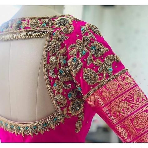 Blouse Maggam Work, Latest Bridal Blouse Designs, Maggam Work Blouse, Traditional Blouse Designs, Blouse Design Images, Wedding Blouse Designs, Aari Work Blouse, Blouse Designs Indian, Silk Saree Blouse Designs