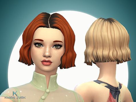 Short 2 Tone Hair | Kiara Zurk on Patreon Two Toned Short Hair, Bride Sleeves, 2 Tone Hair, Two Toned Hair, Dress Sleeves, Female Hair, 3d Lashes, Sims 4 Cas, Tone Hair