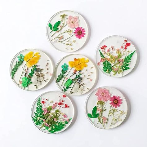 Floral Coasters for Drinks: Handmade Resin Coasters Tabletop Protection Cup Mat Round Coaster Set with Real Flower for Women Coffee Table Home Decor （Set of 6） Peace Of Mind Aesthetic, Stained Glass Aesthetic, Mind Aesthetic, Glass Aesthetic, Floral Coasters, Flower Coaster, Flower Coasters, Modern Coasters, Unique Coasters