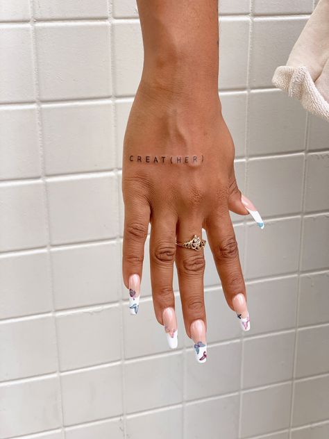 Small dainty tattoo. Creator. #tattooideas #tattoosforwomen #smalltattoo Small Dainty Tattoo, Tattoo Sentences, Dainty Tattoo, Tattoos For Black Skin, Inspiration Aesthetic, Dainty Tattoos, Girly Tattoos, Tattoo Parlors, Female Tattoo