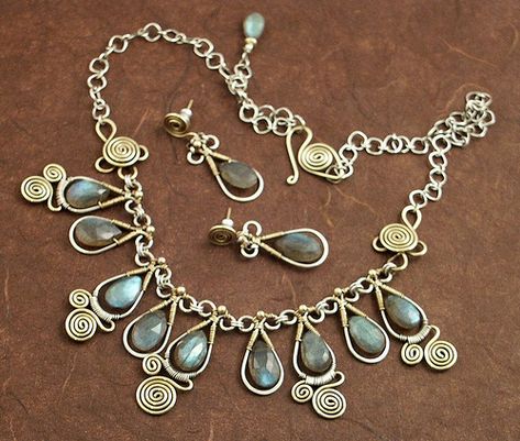 Wig Jig, Wire Necklaces, Wire Wrapped Jewelry Tutorials, Diy Jewelry Inspiration, Wire Jewelry Designs, Labradorite Necklace, Diy Wire Jewelry, Wire Work Jewelry, Wire Necklace