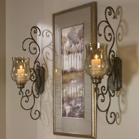 Uttermost Accessories, Wrought Iron Decor, Iron Wall Sconces, Tuscan Design, Mediterranean Home Decor, Iron Wall Decor, Tuscan Decorating, Candle Wall Sconces, Design Toscano