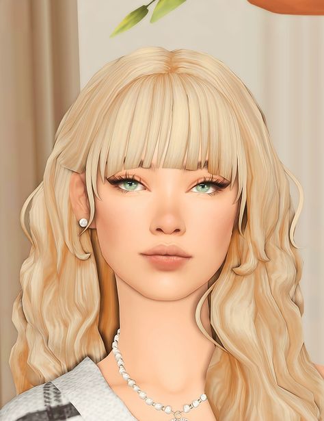 Sims 4 Blonde Hair Cc, Sims 4 Cc Maxis Match Hair Female Long, Cc Eyes, Foxy Eyes, Sims 4 Hair Male, Sims 4 Cc Eyes, Cc Sims4, Blonde Bangs, Blonde Hair With Bangs