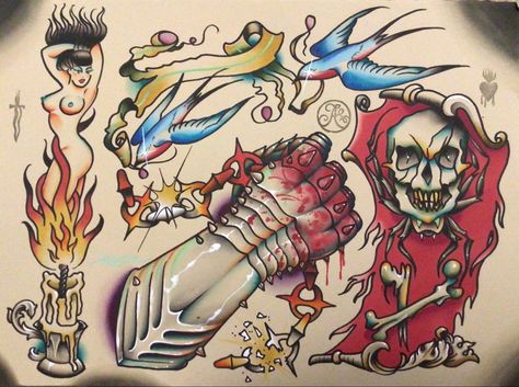 Ny Tattoo, Ink Poisoning, Tattoo Free, Occult Tattoo, Tattoo Board, Boris Vallejo, Traditional Tattoo Art, Traditional Tattoo Flash, Cartoon Tattoos