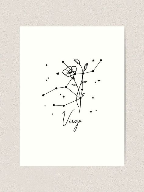 Horoscope Flowers, Virgo Sign Tattoo, Virgo Star Constellation, Virgo Flower, Zodiac Colors, Virgo Tattoo Designs, Virgo Constellation Tattoo, Constellation Pattern, Virgo Symbol