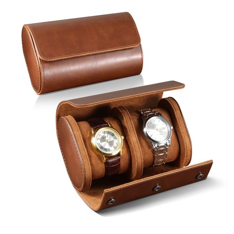 PRICES MAY VARY. The watch case is divided into 2 watch slots, which can accommodate watches of various sizes. Each slot has a detachable pad, which can fix large and small watches in appropriate positions. The watch case is an ideal choice for storing your valuable watch when you travel. It is made of high quality PU leather and lined with popular suede interior. It feels very soft and comfortable and protects your dial from friction. The travel watch roll is easy to travel, portable, unique de Luxury Watch Box, Watch Roll, Small Watch, Watch Storage, Watch Lover, Home Storage, Gifts For My Boyfriend, Beautiful Watches, Watch Case