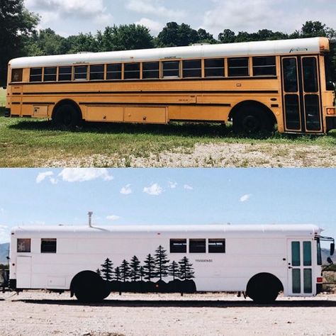 They Turned An Old School Bus Into A Dreamy 250-sq.-ft. Motorhome Renovated School Bus, School Bus Rv Conversion, Bus Remodel, Bus Motorhome, School Bus Tiny House, School Bus Camper, School Bus House, Converted School Bus, Converted Bus