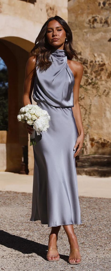 Bridesmaid Dressing Gowns, Wedding Festivities, Beautiful Maxi Dresses, Blue Bridesmaid Dresses, Blue Bridesmaids, Dress Measurements, Diy Couture, Perfect Wedding Dress, Shoulder Design