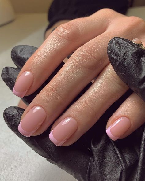 The Daily Nail ™️ na Instagrame: „Deep milky pink french💗 For @nataliescott94 Prep @officialnavyprofessional Shades @biosculpturegelgb - Rose/strawberry…“ Square Light Pink French Tip Nails, Pink French Round Nails, Squoval Pink French Tip Nails, Baby Pink French Tip Nails Square Short, Short Light Pink French Tip Nails, Colored French Tip Nails Squoval, Pink French Tip Nails Squoval, French Manicure With Pink Tips, Pink French Square Nails