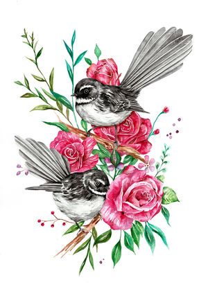 Fantail Tattoo, Tattoo For My Kids, Scars Tattoo, Tatto Sleeve, Bird Ideas, Secret Squirrel, Watercolour Inspiration, Wall Stickers Living Room, Tattoo Cover Up