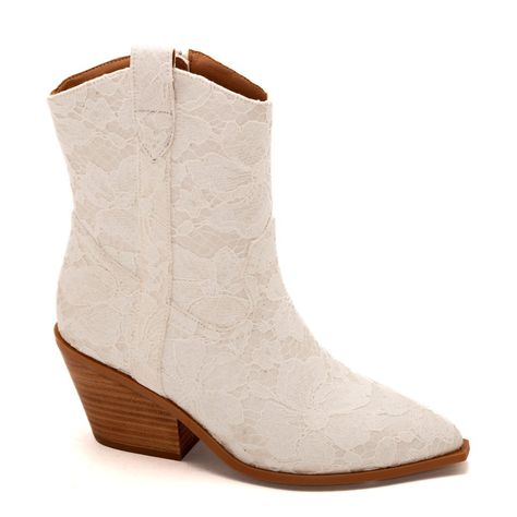 New In Box From Corky's Footwear, Rowdy In White Lace With A Wooden Heel. Perfect For Boot Scootin' Or Even A Wedding! White Wedding Boots, Short Western Boots, Lace Ankle Boots, Wedding Boots, Boots White, Short Boot, Judy Blue Jeans, Wedding Heels, Wooden Heel