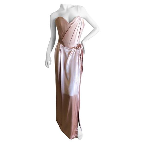 Vivienne Westwood Evening Dress - Gold Label Rose Pink Dalma Silk Satin Uk12 Silk Satin Evening Dress, Gold Evening Dresses, Boned Corsets, Satin Evening Dresses, Fashion Office, Floor Length Skirt, Dress Gold, Gold Labels, Rose Pink