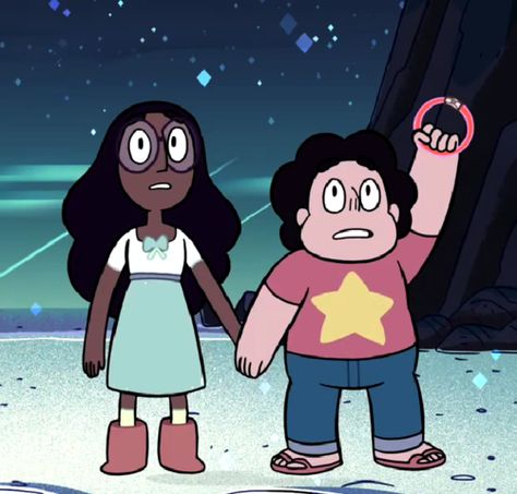 Steven and Connie holding hands Connie And Steven, Steven And Connie, Connie Steven Universe, Bubble Buddy, Connie Stevens, Character Analysis, Warner Brothers, Cartoon Shows, Cartoon Network