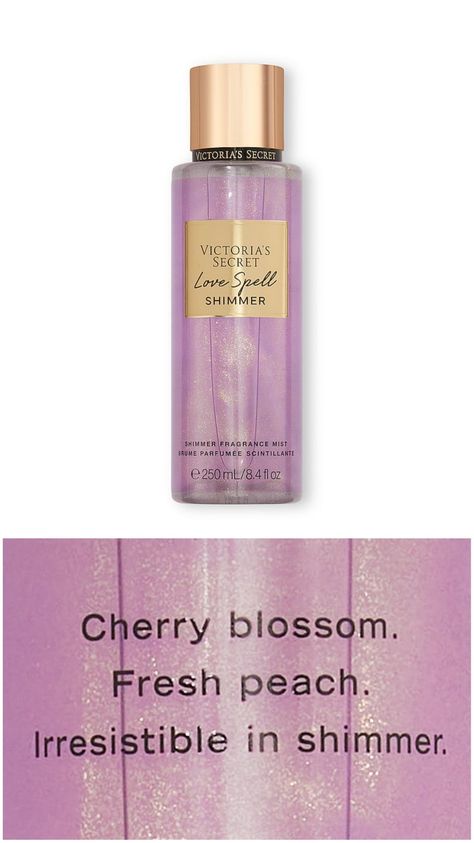 Victoria's Secret Love Spell Notes Shimmer Collection Body Mist Aka Birthday, Peach Items, Victoria Secret Body Spray, Victoria's Secret Perfume, Victory Secret, Victoria Secret Body Mist, Victoria Secret Love Spell, Victoria Secret Body, Love Spell