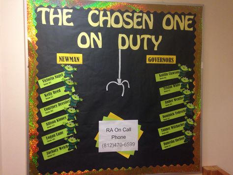 On Call Board Ra On Duty Board, Ra Duty Board Ideas, Ra Duty Board, Hall Themes, Residence Life Bulletin Boards, Ra Decorations, Door Decorations College, Dorm Themes, Classroom Prep