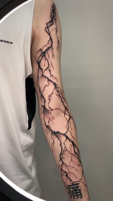 Lighting Strikes Tattoo, Wrap Around Arm Tattoos For Men, Arm Sleeve Tattoos Men, Tattoo Ideas Male Leg, Leg Tattoo Drawings, Lightning Hand Tattoo, Tattoos Men Leg, Male Leg Tattoos, Sigma Tattoo