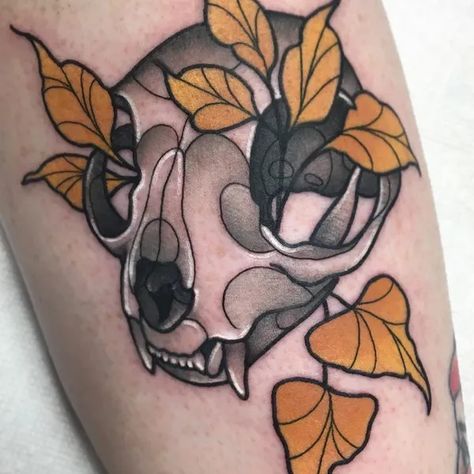 Trending Neo Traditional Tattoos • Search in +1.3M Tattoos Now • Tattoodo Nostalgic Fall, Cat Skull Tattoo, Fall Tattoos, Tattoos Abstract, Hirsch Tattoo, Pattern Tattoos, Autumn Tattoo, Tattoos Mandala, Circle Tattoos