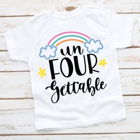 Girls Un Four Gettable 4th Birthday Shirt 4th Bday Party Girl Theme, Unfourgettable 4th Birthday Girl, Four Birthday Party Ideas, 4 Year Birthday Party Ideas Girl, 4th Birthday Party For Girls Theme, 4th Birthday Theme, Bug Birthday Cakes, Fourth Birthday Shirt, Donut Themed Birthday Party