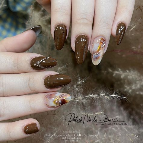 Nail Art Coklat, Desain Nail Art, Nail Gel Design, Black Acrylic Nail Designs, Ombre Nails Tutorial, Brown Nail Art, Elegant Touch Nails, Fancy Nail Art, Natural Acrylic Nails