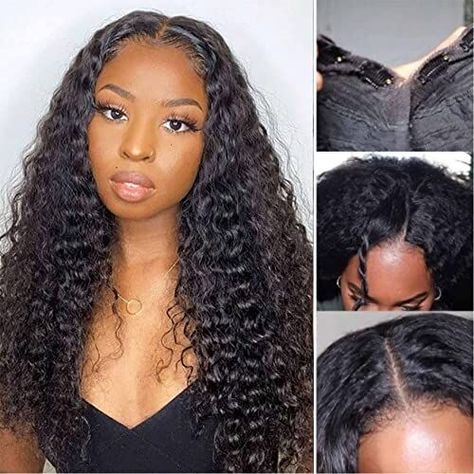 Upgrade your look with the VIVIBABI V Part Wig Water Wave Human Hair! 🌊👸 This curly wig is perfect for black women and requires no leave out or sew-in. With its 180% Density and natural color, you'll be turning heads wherever you go! Get yours now! #AD #SPONSORED Hairstyles Wig, Curly Wigs For Black Women, V Part Wig, Part Wigs, Wig Curly, Wigs Glueless, Hair Headband, Human Hair Clip Ins, Headband Wig