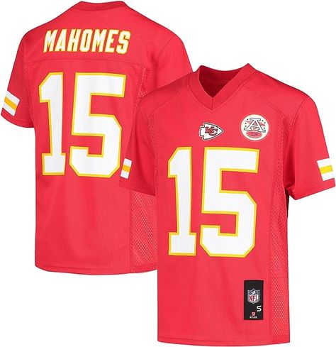 our youngster can show off who their favorite player in football is with this Kansas City Chiefs Patrick Mahomes Replica Player jersey. It's designed with detailed graphics to replicate the jerseys the Kansas City Chiefs wear each week. Finished with mesh side panels, this jersey will help your young fan feel closer to their favorite team than ever before. Patrick Mahomes Jersey, Mahomes Jersey, Patrick Mahomes, Kansas City Chiefs, Side Panels, Favorite Team, Kansas City, Kansas, Football