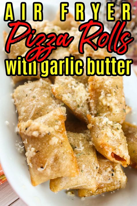 How To Make Pizza Rolls In Air Fryer, Pepperonis In Air Fryer, Air Fried Pizza Rolls, Pizza Logs Air Fryer, Pizza Roll Garlic Butter, Pizza Roll Ideas, Fried Pizza Rolls With Garlic Butter, Parmesan Pizza Rolls, Deep Fried Pizza Rolls