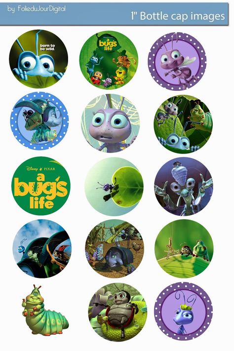 A Bugs Life, Diy Tutus, Epoxy Stickers, Fish Extender Gifts, Bugs Life, Rock Star Party, Bottle Cap Art, Images Disney, Bottle Cap Crafts