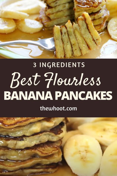 Flourless Banana Pancakes, Flourless Pancakes, Banana Pancake Recipe, Banana Waffles, Banana Pancake, Banana Pancakes Recipe, Banana And Egg, The Whoot, Pancakes Healthy