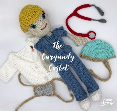 Nurse Crochet, Crochet Doctor, Doll Hospital, Knit Doll, Dolls Crochet, Crochet Dolls Free Patterns, Kids Calendar, Crochet Toy, Crochet Doll Pattern