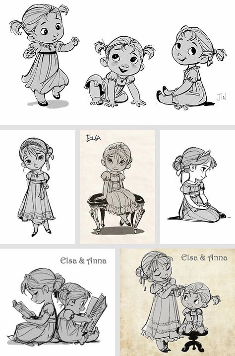 Elsa and Anna...art for girls room...personalize drawings to them Kid Painting, Toddler Drawing, 동화 삽화, Kids Story, Story Drawing, Jin Kim, 디즈니 캐릭터, Characters Design, Cartoon Sketches