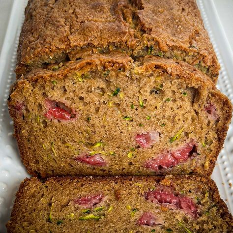 Strawberry Zucchini Bread, Rhubarb Oatmeal Muffins, Strawberry Zucchini, Zucchini Breads, Strawberry Bread Recipe, Carrot Zucchini Muffins, Easy Zucchini Bread Recipes, Strawberry Bread Recipes, Vegan Zucchini Bread