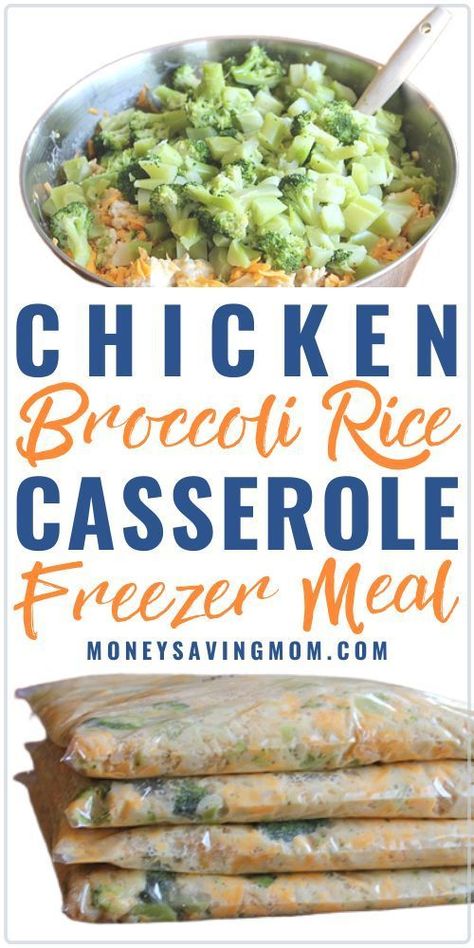 This Chicken Broccoli Rice Casserole freezer meal is frugal, easy to whip up, delicious, and filling!  You easily whip up enough for four dinners!  #freezermeals #chickenandbroccoli #easycasserole Chef Michael Smith, Camping Meal Planning, Chicken Freezer Meals, Freezer Cooking Recipes, Chicken Broccoli Rice Casserole, Chicken Broccoli Rice, Freezing Food, Broccoli Rice Casserole, Chicken Rice Casserole