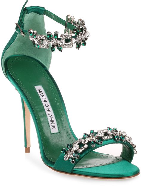 Formal Pumps, Emerald Crystal, Manolo Blahnik Heels, Green Sandals, Crystal Sandals, Blahnik Shoes, Manolo Blahnik Shoes, Embellished Sandals, Fashion Heels