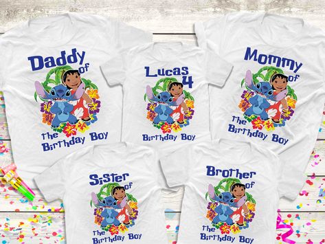 Disney Birthday Shirts, Lilo And Stitch Birthday, Birthday Family Shirts, Family Shirts Disney, Disney Birthday Shirt, Stitch Birthday, Disney Birthday Party, Stitch And Angel, Disney Birthday