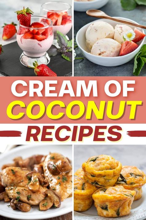 These cream of coconut recipes are quick, lightly sweet, and bursting with a tropical flavor. I know you have a can somewhere, so let's get cooking! Cream Of Coconut Recipes, Coconut Cream Recipe, Recipes Using Coconut, Recipes With Coconut Cream, Coconut Cream Recipes, Cream Of Coconut, Avocado Ice Cream, Coconut Oil Recipes, Coconut Chocolate