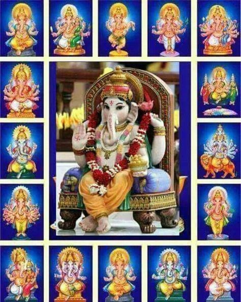 Lord Ganesh 16 out of 32 forms ॐ.....z❤️NSpiceC🌶🦋Sept2018~*💕 Guruji Wallpaper, Guru Datta, Arte Ganesha, श्री गणेश, God Pic, All God Images, Guru Nanak Wallpaper, Ganapati Bappa, Jai Ganesh