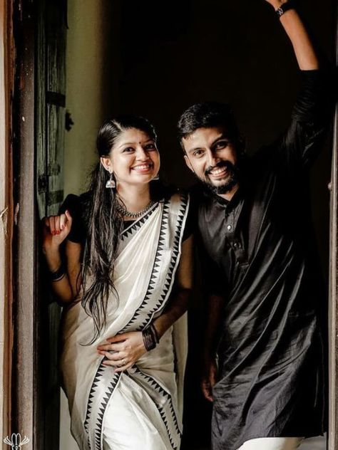 Black Set Mundu Kerala, Set Mundu Kerala, Birthday Background Images, Cute Couple Poses, Hindu Wedding, Birthday Background, Black Set, Couple Shoot, Couple Poses