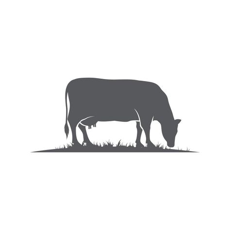 Cattle Silhouette, Farm Logo Design, Cow Farm, Farm Logo, Vector Silhouette, Tree Saw, The Cow, Cityscape Photos, Logo Banners