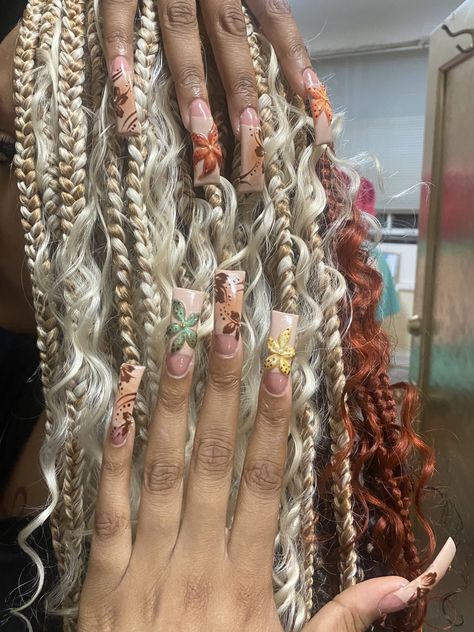 ╰🪷╮ (@gy3najm3) on X Ghost Roots, 90s Nails, Goddess Braids Hairstyles, Aesthetic 90s, Hair Done, Star Nails, Goddess Braids, Nail Charms, Dope Nails