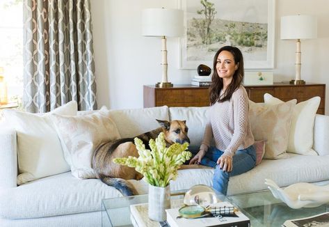 Peek Inside the New Luxe Living Room of E! News' Catt Sadler Catt Sadler, Luxe Living Room, Cozy Seating, Modern Glam, Living Room, Bed, Gold, Clothes