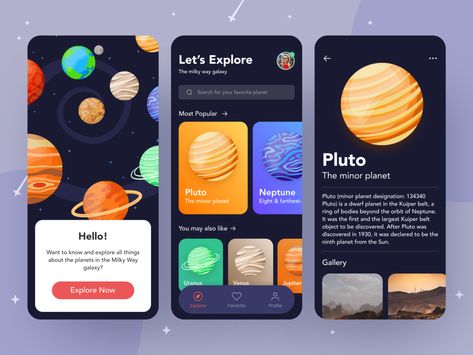 Space App Design, Presentations Ideas, Planet Mobile, Sky App, Space Objects, Universe App, Planet App, Space Mobile, Heavenly Bodies