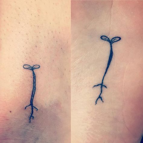 NP.ink on Instagram: “A bean sprout on the ankle and one on the sole of the foot. #coupletattoo 👫👣🌱 ▪️ ▪️ ▪️ ▪️#ink #inked #inkedgirls #inkedgirl #smalltattoos…” Bean Sprout Tattoo, Sprout Tattoo, Bean Sprout, Bean Sprouts, Couple Tattoos, Inked Girls, Infinity Tattoo, Small Tattoos, Sprouts