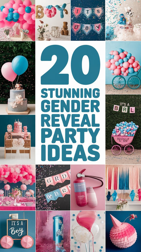 Plan the perfect gender reveal party with these amazing ideas! From exciting balloon releases to creative confetti moments, discover unique ways to share your baby's gender. Includes easy DIY options and show-stopping reveal ideas that will make your celebration truly special! Fitness Gender Reveal Ideas, Different Gender Reveal Themes, Gender Reveal Party Decorations Ideas, Gender Reveal Indoor Ideas, Gender Reveal Ideas Unique Creative, Quick Gender Reveal Ideas, Easy Gender Reveal Ideas Simple, Valentine Gender Reveal Ideas, Gender Reveal Ideas For Party Decoration Decor