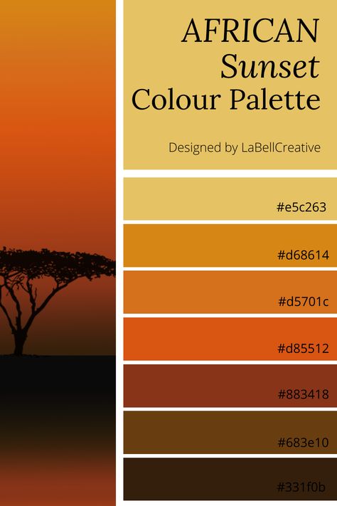 African Palette Color, African Colour Palette Color Inspiration, African Inspired Color Palette, African Sunset Colour Palette, Warm Palette Colour Schemes, Sunset Colour Scheme, Africa Colour Palette, Afrocentric Color Palette, Safari Colour Palette