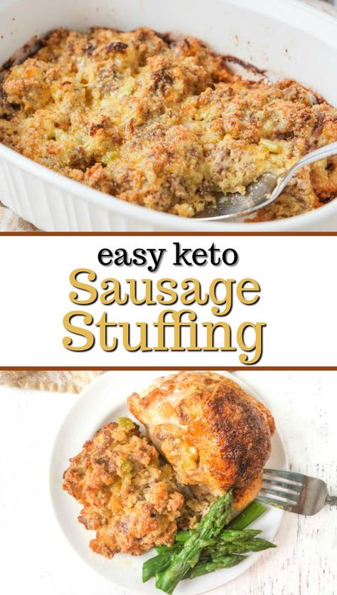 Low Carb Stuffing, Keto Stuffing, Sausage Stuffing Recipe, Keto Sausage, Keto Holiday Recipes, Sausage Stuffing, Keto Side, Keto Christmas, Keto Casserole