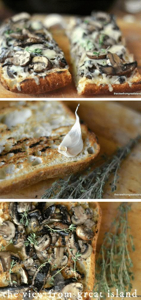 Mushroom & Gruyere Bruschetta is the kind of quick and easy appetizer you can throw together on the spur of the moment. #appetizer #recipe #crostini #tapas #bread #toast #cheese #mushroom #easy #bruschetta #Gruyere Brie Dishes, Mushroom Gruyere, Avocado Tostadas, Easy Bruschetta, Tapas Recipes, Shrimp Avocado, Quick And Easy Appetizers, Bread Toast, Snacks Für Party